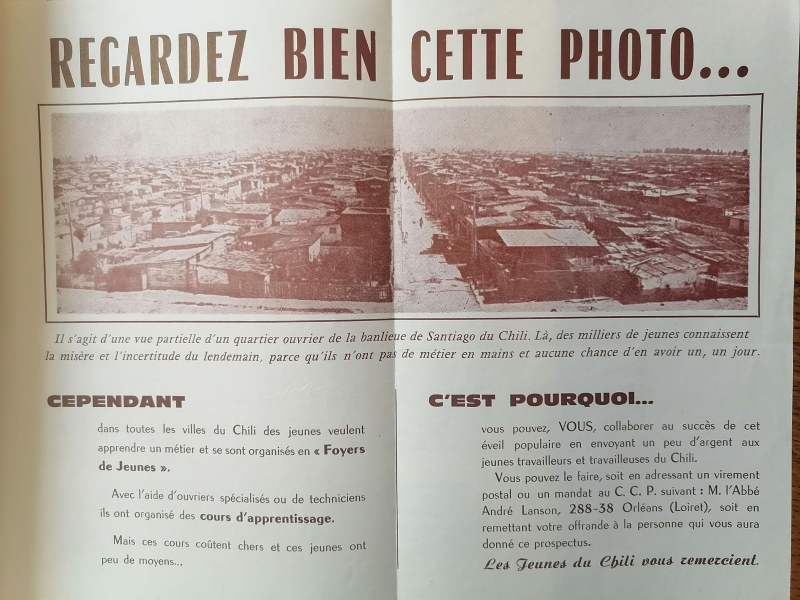 Figure 2. Feuillet de collecte de fonds pour une initiative de quartier populaire au Chili, vers 1965