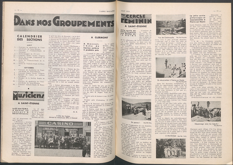 Figure 4 : Rubrique « Dans nos groupements », Casino Magazine, no 112, août 1934, p. 14-15